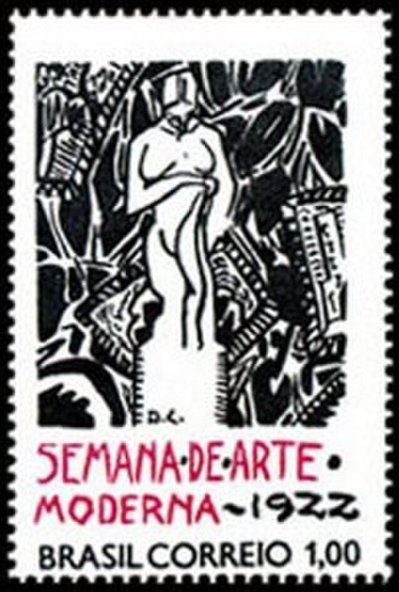 A imagem apresenta um cartaz falando sobre a semana da arte de 1922